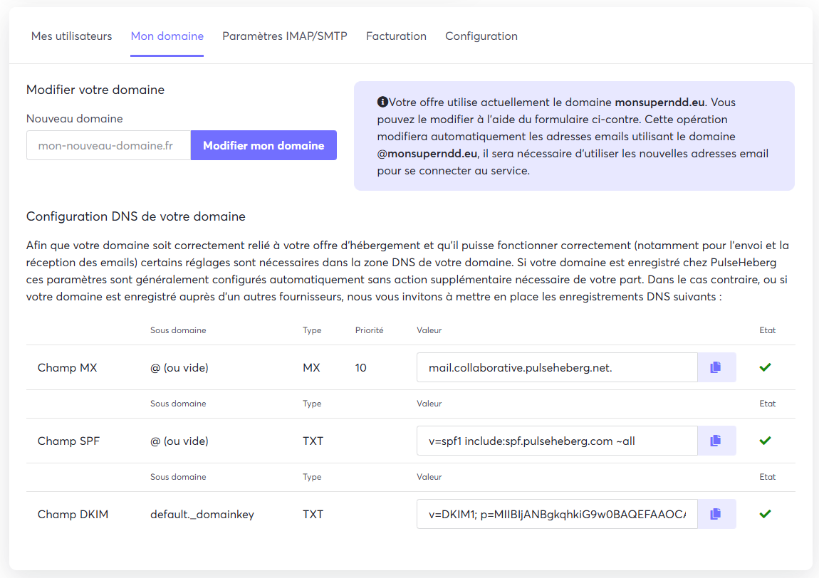 Image des paramètres DNS à configurer