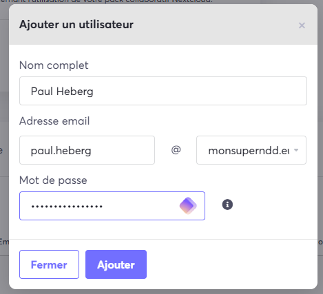 Image du formulaire de création d'utilisateur